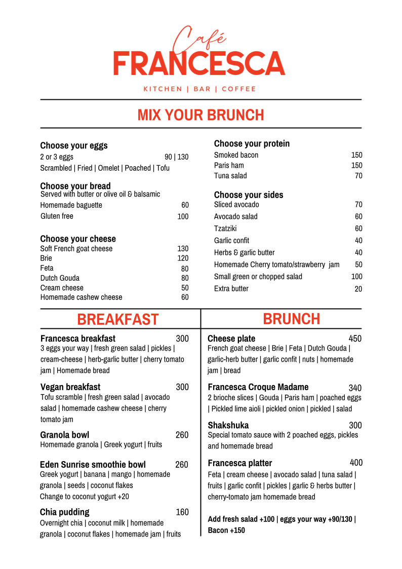 Menu Cafe Francesca - Kitchen | Bar | Coffee-2
